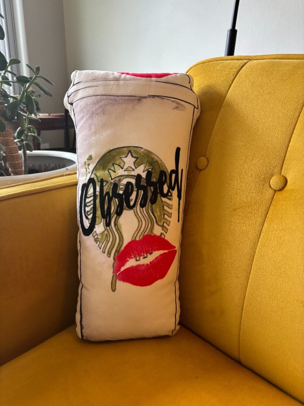 Starbucks Inspired “Obsessed” Coffee Cup Pillow